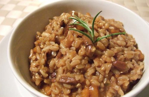Receta de risotto de arroz integral con champiñones